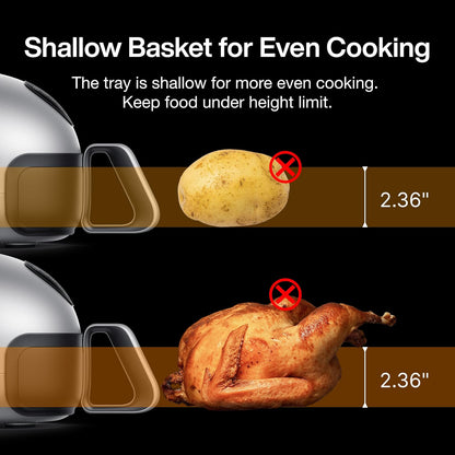 Dome 2 Air Fryer, Extra Large Airfryer with Superior Airflow, Self-Cleaning Smart Digital Fryer with PFAS-Free Basket for Quick Easy Meals, Fits a 12" Pizza or 4-Slice Toast