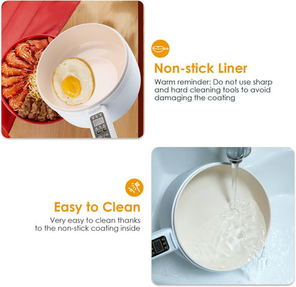 Smart 1.8L Electric Hot Pot – Non-Stick Multifunction Cooker for Ramen, Rice, and Soup, Easy One-Touch Control, Gold Finish