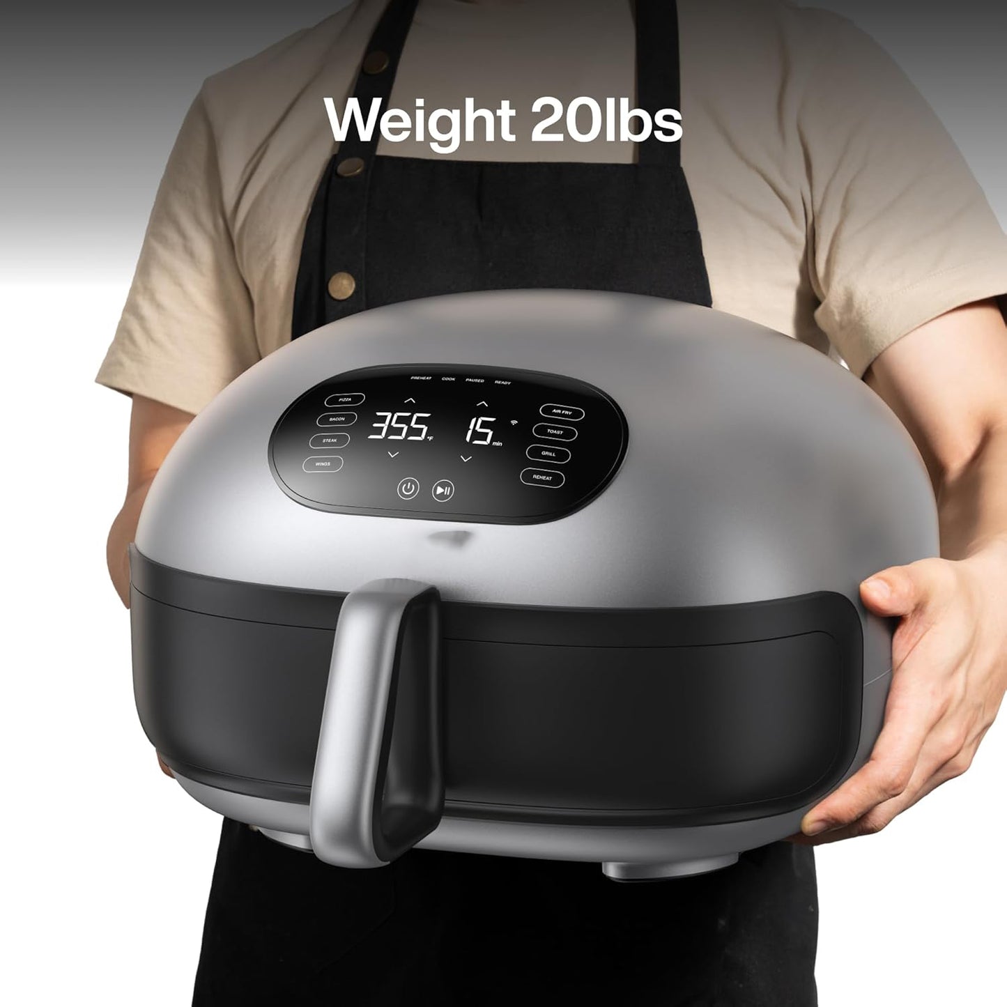 Dome 2 Air Fryer, Extra Large Airfryer with Superior Airflow, Self-Cleaning Smart Digital Fryer with PFAS-Free Basket for Quick Easy Meals, Fits a 12" Pizza or 4-Slice Toast