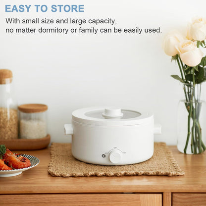 Hot Pot Electric,2L Ceramic Glaze Non-stick Pan, Portable Hot Pot with Dual Power Adjustment, Electric Cooker for Egg, Ramen, Oatmeal,Soup Quick Heating and Overheat Protection